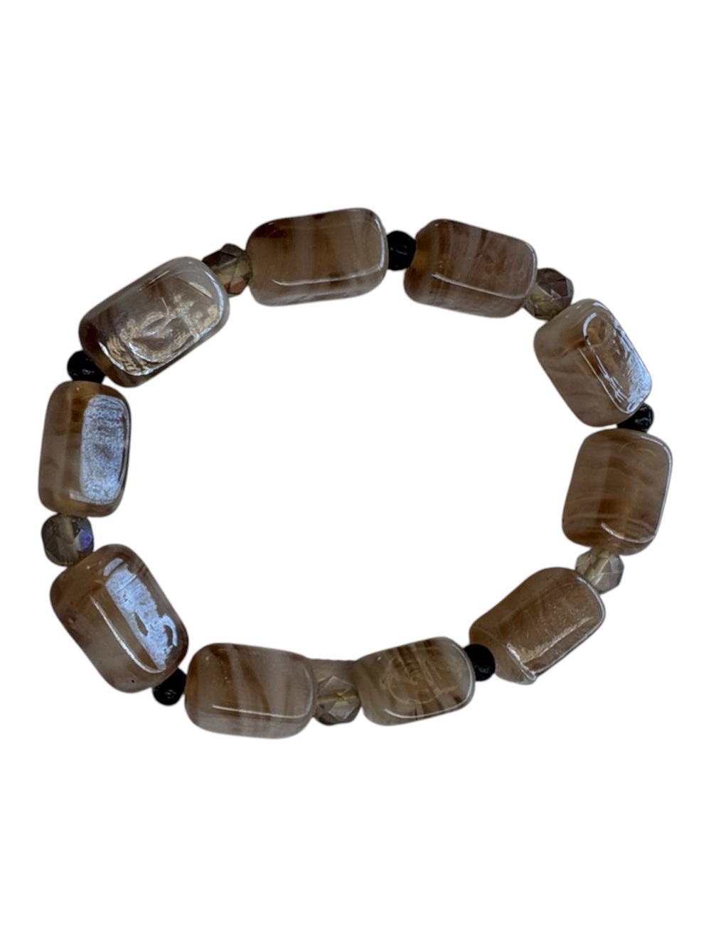 Neutral Agate Beaded Stretch Bracelet - Women Jewelry